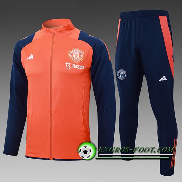 Ensemble Survetement de Foot Manchester United Enfant Orange/Bleu 2024/2025 -02