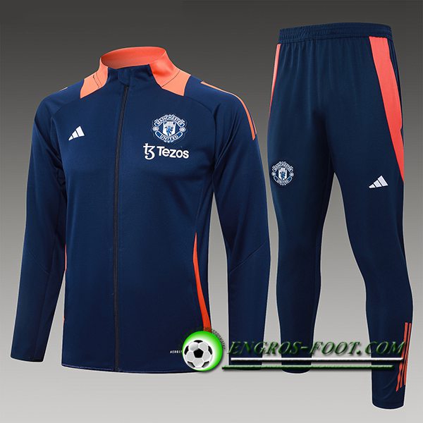 Ensemble Survetement de Foot Manchester United Enfant Bleu/Orange 2024/2025 -05