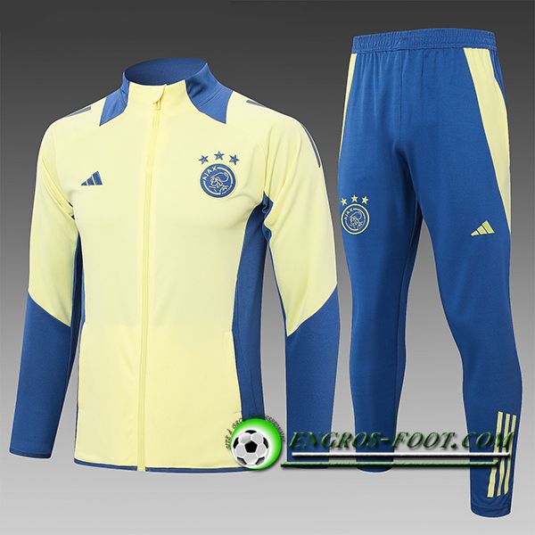 Ensemble Survetement de Foot Ajax Enfant Jaune/Bleu 2024/2025 -02