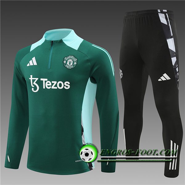 Ensemble Survetement de Foot Manchester United Enfant Vert/Bleu 2024/2025