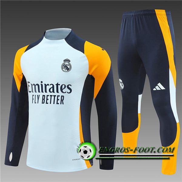 Ensemble Survetement de Foot Real Madrid Enfant Bleu/Orange 2024/2025 -03