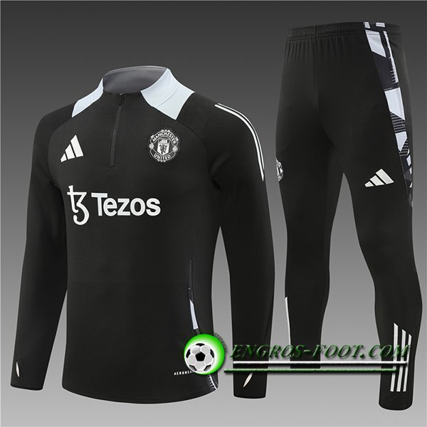 Ensemble Survetement de Foot Manchester United Enfant Noir/Gris 2024/2025 -02