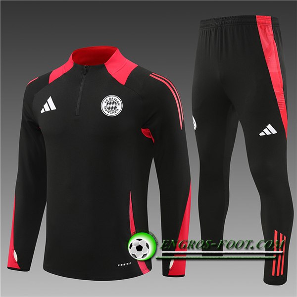 Ensemble Survetement de Foot Bayern Munich Enfant Noir/Rouge 2024/2025