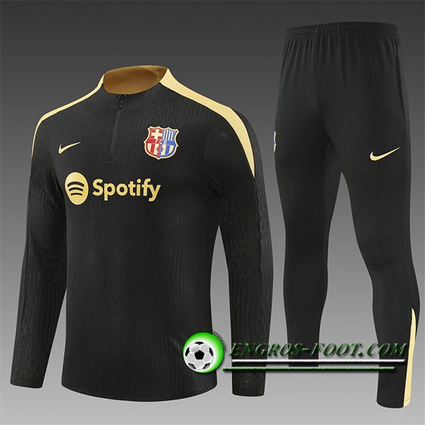 Ensemble Survetement de Foot FC Barcelone Enfant Noir/Jaune 2024/2025