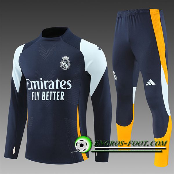 Ensemble Survetement de Foot Real Madrid Enfant Bleu Royal 2024/2025