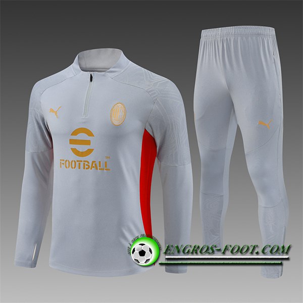 Ensemble Survetement de Foot Milan AC Enfant Gris/Rouge 2024/2025