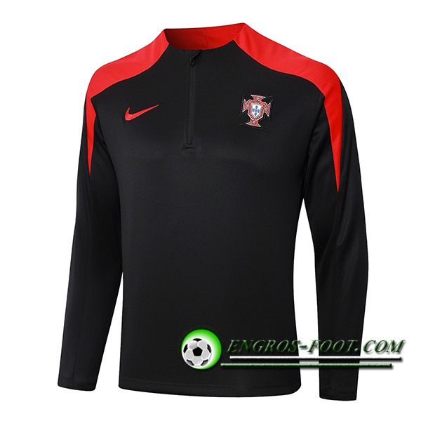 Sweatshirt Training Portugal Noir/Rouge 2024/2025 -02