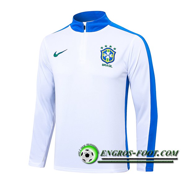 Sweatshirt Training Brésil Blanc/Bleu 2024/2025