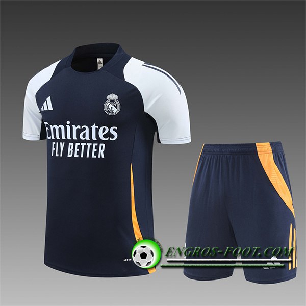 Ensemble Training T-Shirts Real Madrid Enfant Bleu/Blanc/Jaune 2024/2025