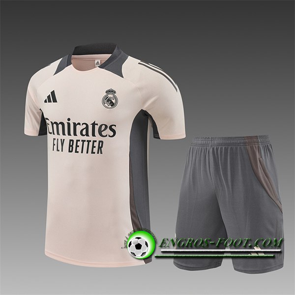 Ensemble Training T-Shirts Real Madrid Enfant Beige/Gris 2024/2025