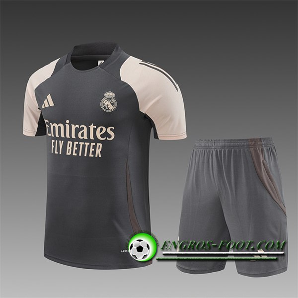 Ensemble Training T-Shirts Real Madrid Enfant Gris/Beige 2024/2025