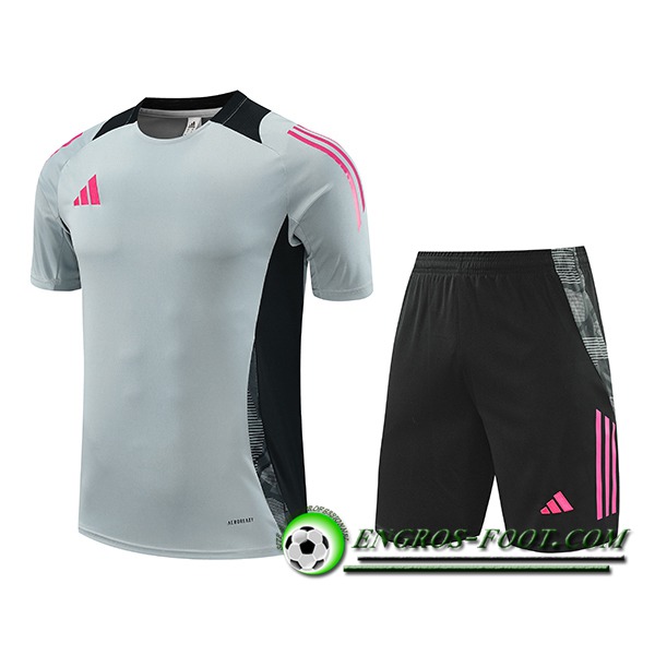 Ensemble Training T-Shirts Adidas Gris/Noir/Rose 2024/2025