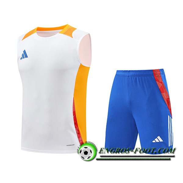 Ensemble Training Debardeur Adidas Blanc/Orange 2024/2025