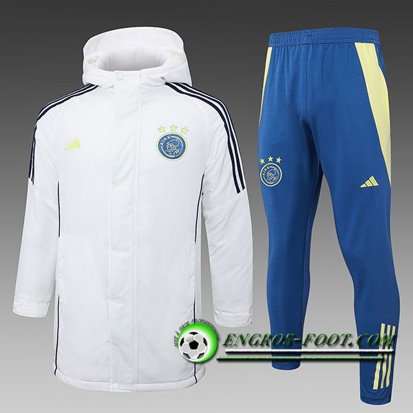 Ensemble Doudoune A Capuche Ajax Blanc/Noir 2024/2025