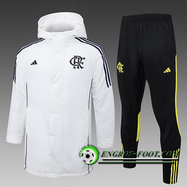 Ensemble Doudoune A Capuche Flamengo Blanc/Noir/Jaune 2024/2025 -02