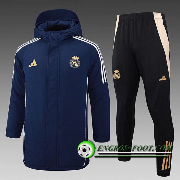 Ensemble Doudoune A Capuche Real Madrid Bleu/Blanc/Jaune 2024/2025