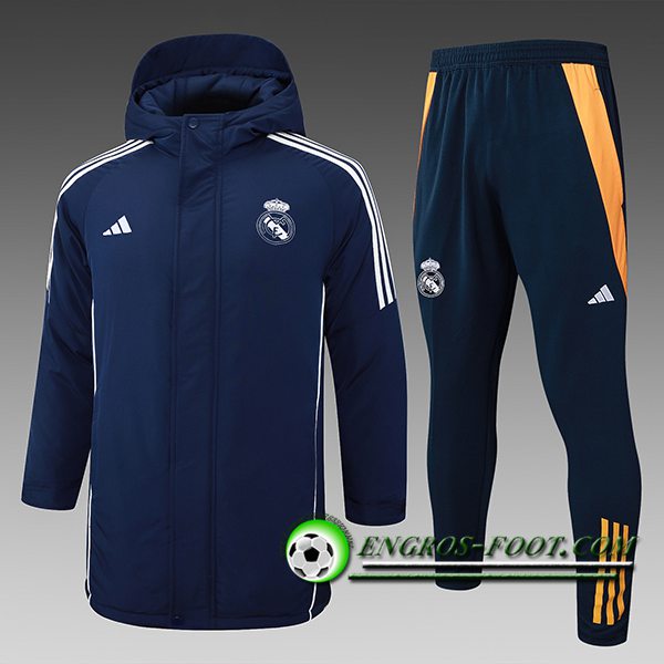 Ensemble Doudoune A Capuche Real Madrid Bleu/Blanc/Orange 2024/2025