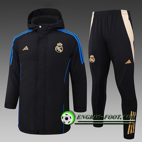 Ensemble Doudoune A Capuche Real Madrid Noir/Bleu/Jaune 2024/2025