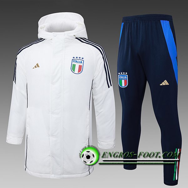 Ensemble Doudoune A Capuche Italie Blanc/Noir 2024/2025