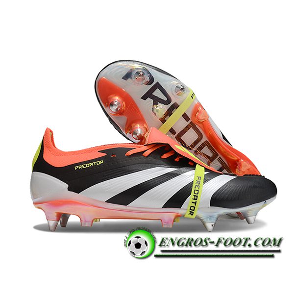 Adidas Chaussures de Foot Predator Elite Tongue SG Blanc/Noir/Orange