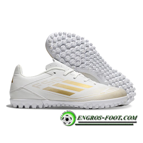 Adidas Chaussures de Foot F50 CLUB TF Blanc/Jaune