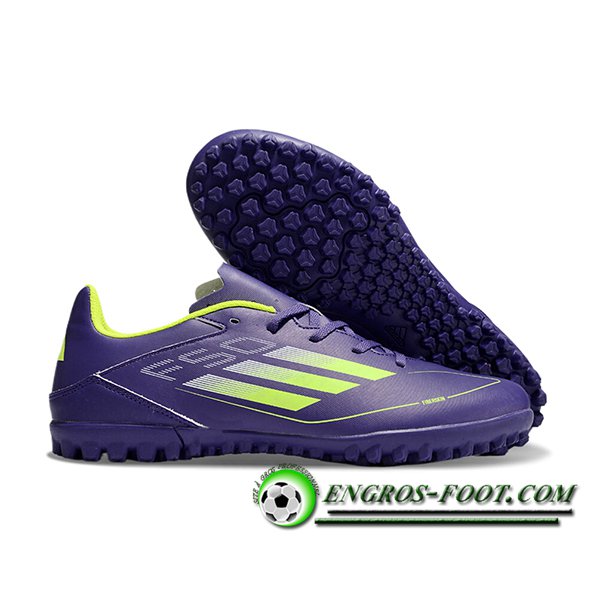 Adidas Chaussures de Foot F50 CLUB TF Pourpre/Vert