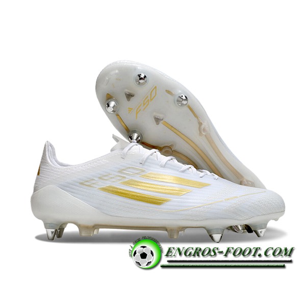 Adidas Chaussures de Foot F50 ELITE SG Blanc/Jaune