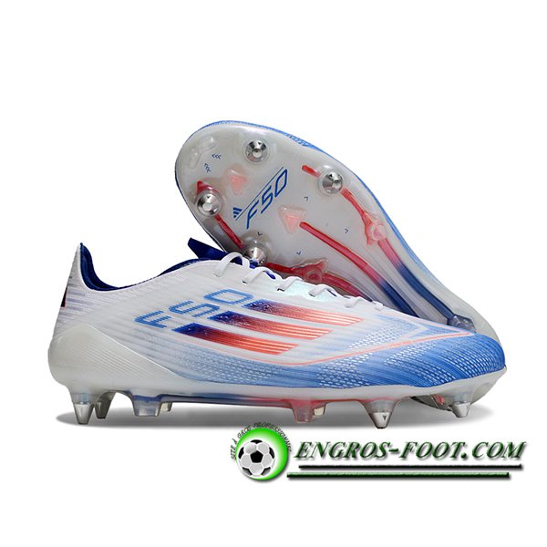 Adidas Chaussures de Foot F50 ELITE SG Blanc/Bleu/Orange