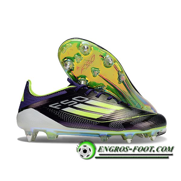 Adidas Chaussures de Foot F50 ELITE SG Noir/Vert/Pourpre