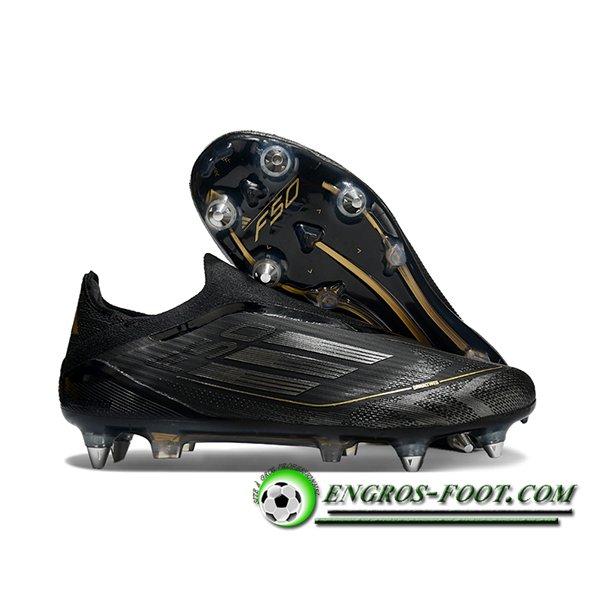 Adidas Chaussures de Foot F50 Elite Laceless SG Noir/Jaune