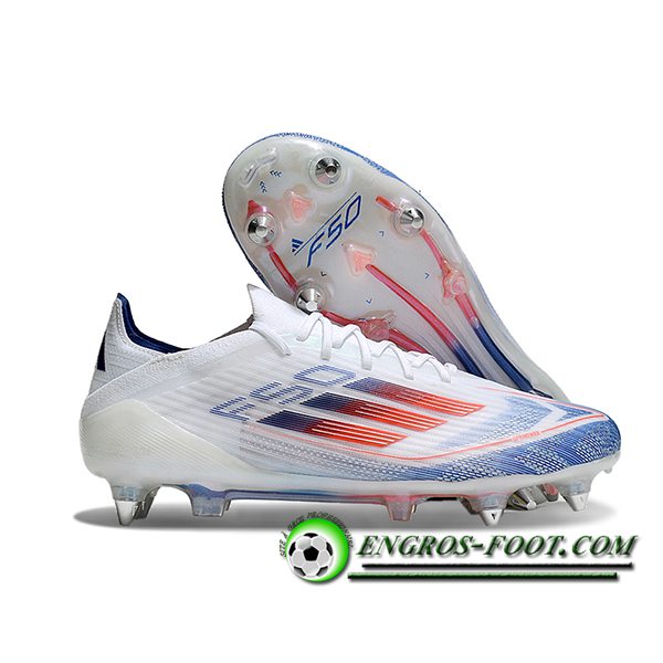 Adidas Chaussures de Foot F50 Elite SG Blanc/Bleu/Orange