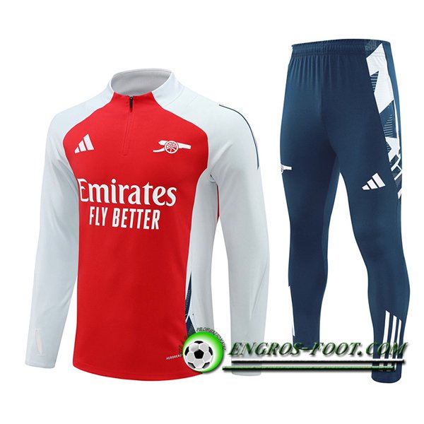 Ensemble Survetement de Foot Arsenal Blanc/Rouge 2024/2025