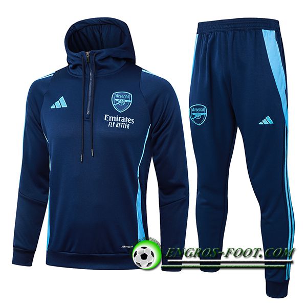 Ensemble Survetement Veste A Capuche Coupe-Vent Arsenal Bleu Royal 2024/2025