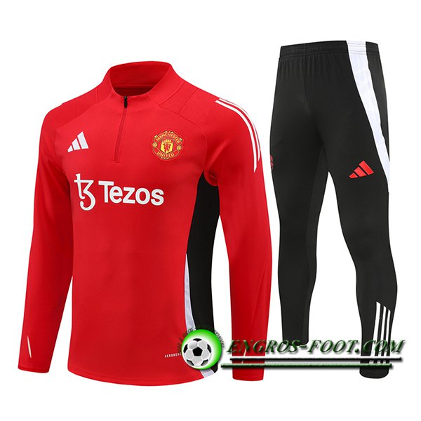 Ensemble Survetement de Foot Manchester United Rouge/Noir/Blanc 2024/2025 -02