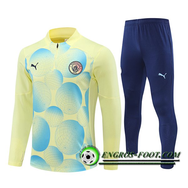 Ensemble Survetement de Foot Manchester City Jaune/Bleu 2024/2025