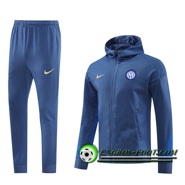 Ensemble Survetement Veste A Capuche Coupe-Vent Inter Milan Bleu 2024/2025