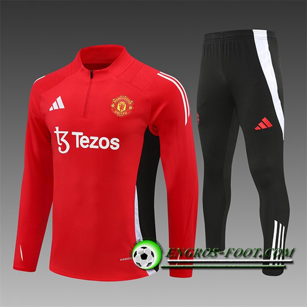 Ensemble Survetement de Foot Manchester United Enfant Rouge/Noir/Blanc 2024/2025