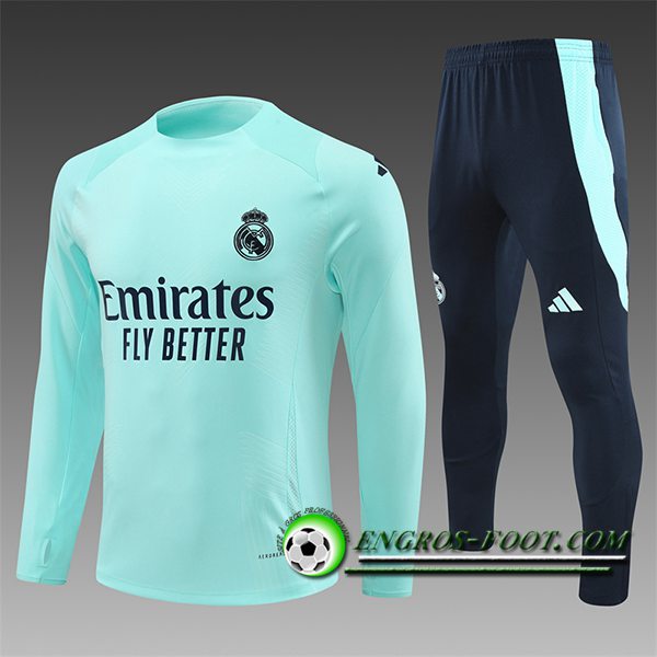 Ensemble Survetement de Foot Real Madrid Enfant Bleu/Noir 2024/2025