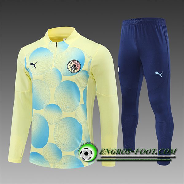 Ensemble Survetement de Foot Manchester City Enfant Jaune/Bleu 2024/2025