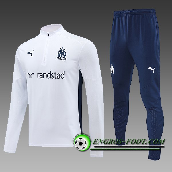 Ensemble Survetement de Foot Marseille Enfant Blanc/Vert 2024/2025 -02