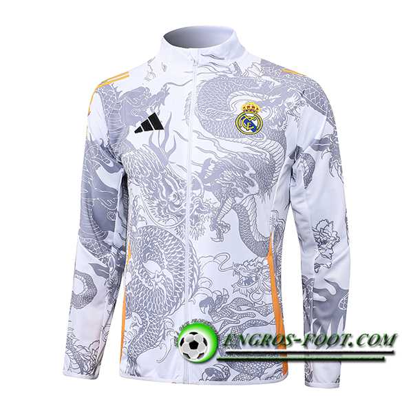 Veste Foot Real Madrid Blanc/Gris/Orange 2024/2025