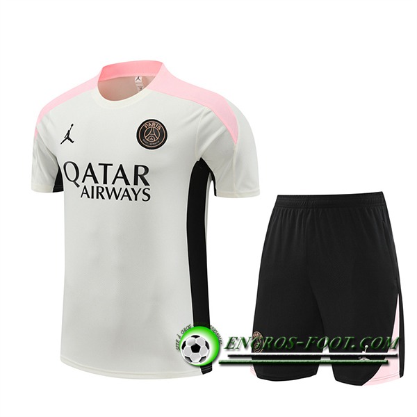 Ensemble Training T-Shirts PSG Blanc/Rose/Noir 2024/2025