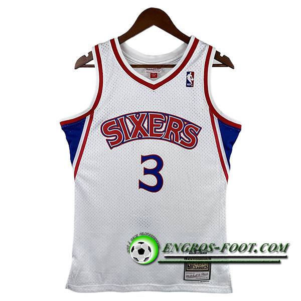 Maillot Philadelphia 76ers (IVERSON #3) 2023/24 Blanc/Bleu/Rouge