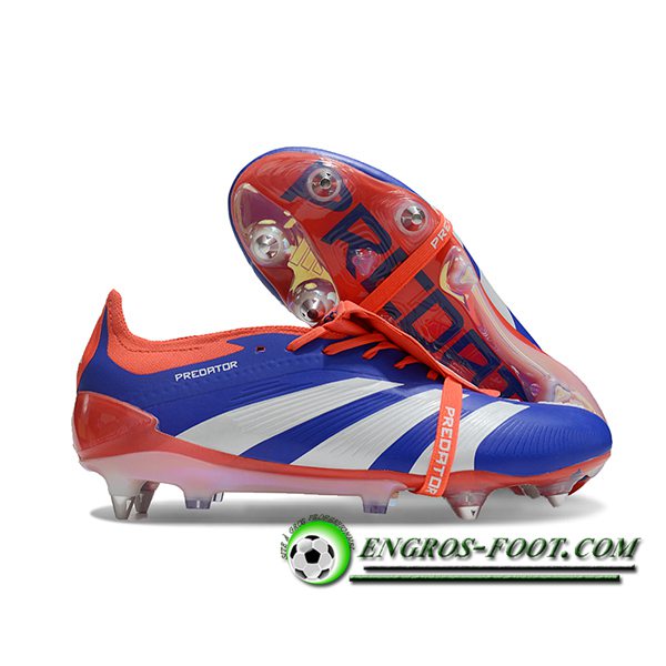 Adidas Chaussures de Foot Predator Elite Tongue SG Bleu/Orange/Blanc