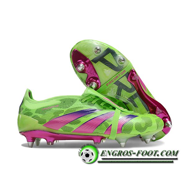 Adidas Chaussures de Foot Predator Elite Tongue SG Vert/Rose