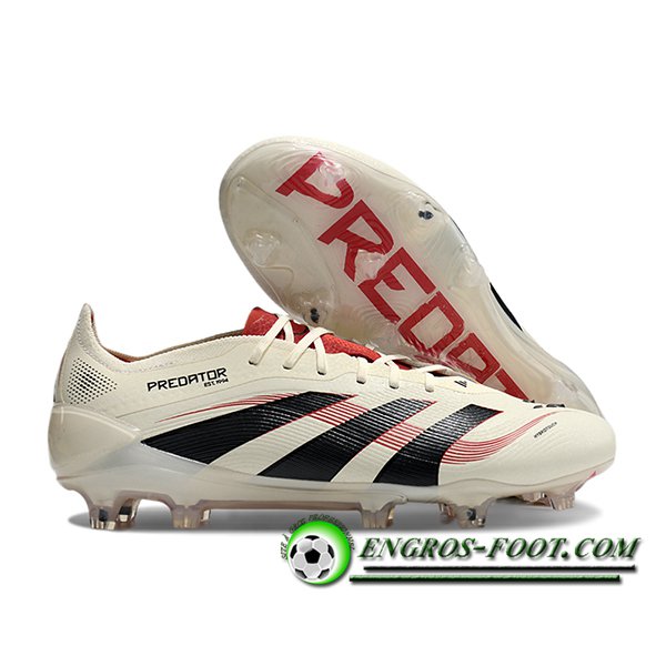 Adidas Chaussures de Foot 25 Predator Elite Tongue FG Blanc/Noir/Rouge