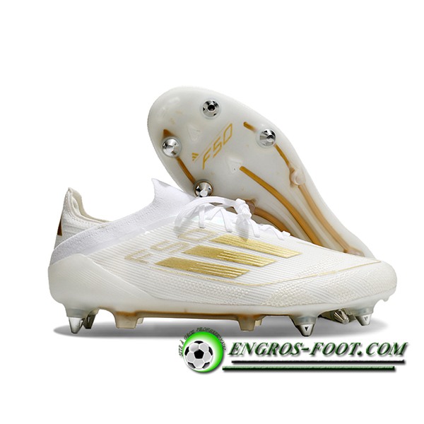 Adidas Chaussures de Foot F50 Elite SG Blanc/Jaune