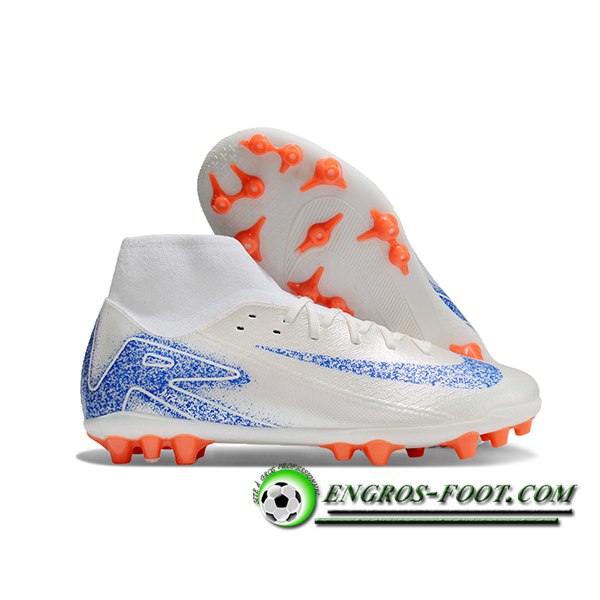 Nike Chaussures de Foot Mercurial Superfly 10 Academy Blanc/Bleu/Orange