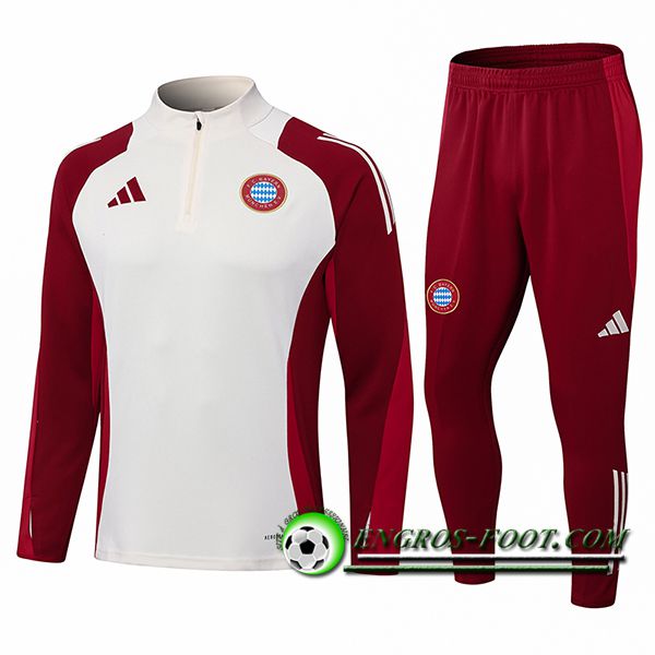 Ensemble Survetement de Foot Bayern Munich Blanc/Rouge 2024/2025 -02