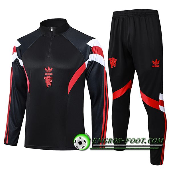 Ensemble Survetement de Foot Manchester United Noir/Rouge/Blanc 2024/2025